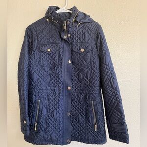 Michael Kors Navy Quilted Jacket with Hood